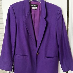 Vintage oversized pure wool purple blazer jacket